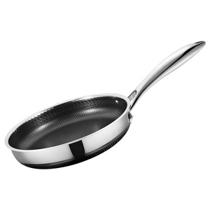 经典食品级304三联不锈钢烹饪锅和平底锅套装，不粘蜂窝涂层感应就绪 - Product Image 3