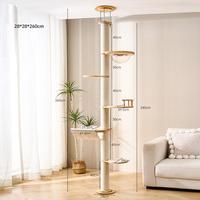 2026 Arbre à chat de luxe multi-niveaux du sol au plafond, hauteur réglable, en bois massif, avec maisonnette et villa pour chat, mobilier pour animaux de compagnie