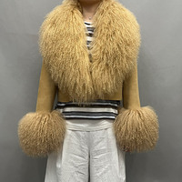 Manteau d'hiver de luxe pour femme 2026 en vraie laine, trench-coat chaud et tendance avec garniture en fourrure de mouton de Mongolie véritable