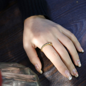 French Retro Style 18K Gold Bead Ring For Women Everyday Wear Knuckle Ring - Product Image 2