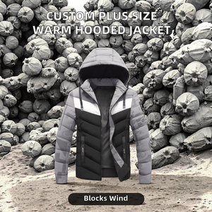 Custom Multicolor <b>Men's</b> Plus Size Casual Woven Fabric Padded Bubble Puffer Detachable Hooded Zipper Closure <b>Warm</b> Winter <b>Jacket</b> - Product Image 2