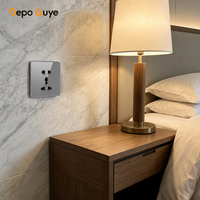 Prises murales doubles industrielles en alliage d'aluminium de haute qualité avec 4 prises 16A 220V, USB Type-C et interrupteurs universels à LED