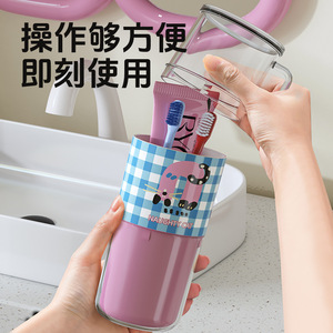 Travel <b>Toothbrush</b> Cup Set Plastic Foldable <b>Toothbrush</b> <b>Holder</b> With Mouthwash Cup For Bathroom Storage Green Pink Color - Product Image 2
