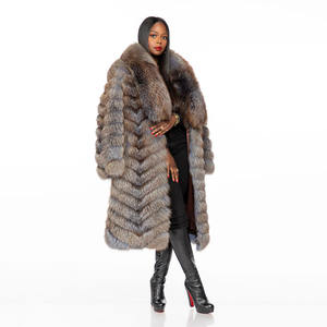 Fabbrica di produzione maniche lunghe abbigliamento da donna in vera pelliccia cappotti invernali per ragazze - Product Image 3