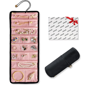 Sac de rangement anti-emmêlement pour colliers, sac de rangement anti-emmêlement pour colliers, rouleau à bijoux pliable en velours pour femmes, étui à bijoux de voyage - Product Image 1