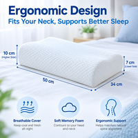 Contour ergonomique en forme de B 50x34x10-7cm, oreiller mousse à mémoire de forme, housse amovible, taille personnalisée
