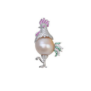 Collier pendentif fait main en argent 925 avec perle baroque en forme de coq, base vide pour accessoire féminin, modèle DIY Wenchi Chine 13052 - Product Image 5