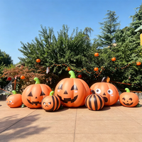 Ensemble de citrouilles gonflables géantes personnalisées pour Halloween avec chapeau de sorcière et fantôme en tissu PVC imperméable pour la décoration de fête en plein air