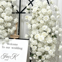 Set Bunga Artifisial Mawar Putih, Peony, Baby Breath untuk Dekorasi Sudut, Rangkaian Bunga Lantai, dan Latar Belakang Pernikahan