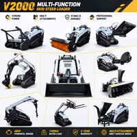 Mini-chargeuse compacte sur chenilles V2000, capacité de charge de 1500 kg, moteur diesel Kubota, norme EPA Euro 5, avec accessoires