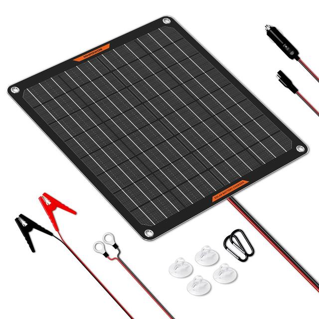 MHPOWOS 18V 10W Car Battery Trickle Solar Charger IP67 Waterproof 12V Battery Portable Solar Panel