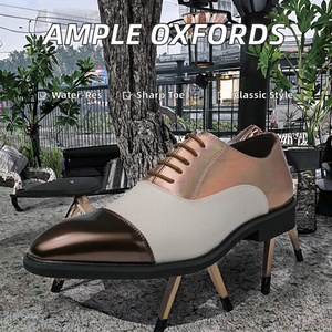 AMPLE New Arrival Brogue Dress Shoes Oxford Men <b>Pointed</b> Toe Breathable Waterproof PU Leather Lace-Up Closure Solid Rubber Summer - Product Image 2