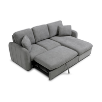 Canapé d'angle en tissu gris avec rangement, canapé-lit convertible pour salon, appartement, meubles de maison