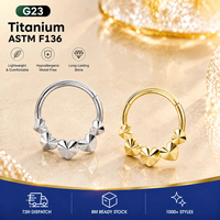 Anneau de piercing nasal en titane ASTM F136 en forme de cœur, segment articulé pour piercing de narine, cartilage et hélix