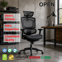 Chaise de bureau ergonomique moderne pivotante avec appui-tête 3D, soutien lombaire réglable et siège en maille pour espace de travail professionnel