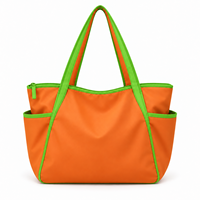 Sac fourre-tout en polyester à blocs de couleur personnalisés pour la plage et l'usage quotidien, grande capacité, fermeture éclair, multi-poches, sac à bandoulière