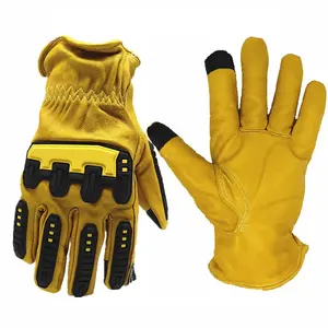 Sonice Factory Direct Yellow Keep Warm Working Driving Gardening Cowhide Leather Winter Gloves
