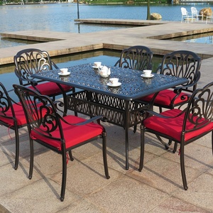 Kim Loại Thương Mại Garden Patio Nội Thất Ngoài Trời Hình Chữ Nhật 6 Chỗ Ngồi Antique Cast Sắt Bàn Ăn - Product Image 3