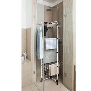 Low Price Foldable Adjustable Metal <b>Laundry</b> Racks for Bathroom & Outdoor Vertical Drying Clothes Dryer - Product Image 3