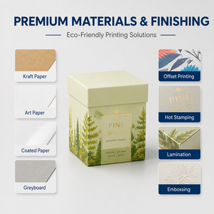 Boîte à bougies de luxe en papier kraft avec fermeture magnétique, emballage cadeau gaufré à tiroir, vente en gros, stockage d'usine - Product Image 2