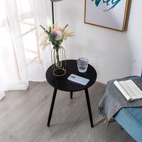 Table ronde simple en bois massif noir Petite table d'appoint Table basse à manger pour le salon