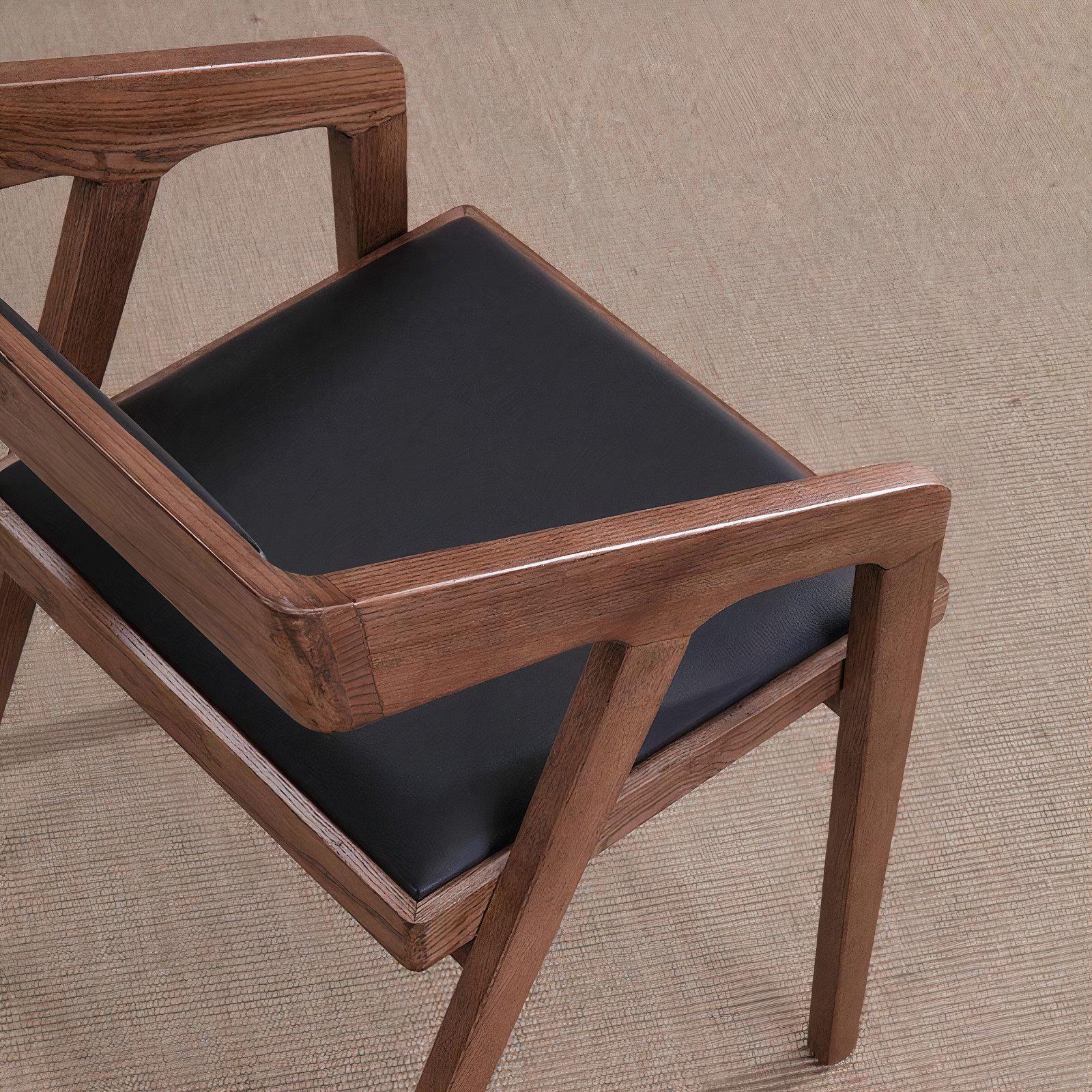 Wholesale Classic Home Furniture Room Nordic Cheap Solid Wood Arm Leather Wooden Dining Chair