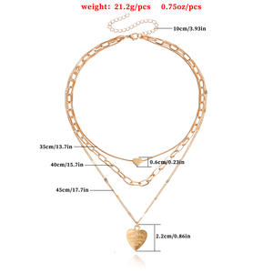 Saint Valentin Gravé 520 Lettre Coeur Pendentif Collier pour Femmes À La Mode Multi-couche Ins Style Bijoux - Product Image 5