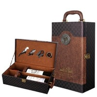 Boîte à vin en cuir de sublimation personnalisée avec ouvre-poignée Boîte cadeau Boîte d'emballage de vin