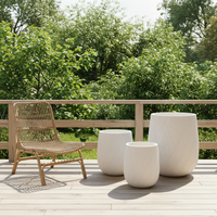 Grands pots à fleurs contemporains en béton léger et écologique, durables, sculptés à la main, 25L, avec trous de drainage, pour jardin intérieur ou extérieur