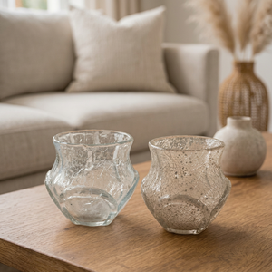 Vase en verre texturé, style cristal décoratif, vase à fleurs transparent, récipient floral pour la décoration de la maison, de la table de mariage - Product Image 1