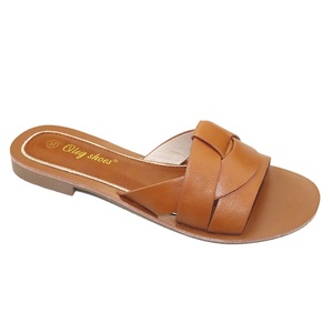 Nuovi sandali Flat Slide da <span class=keywords><strong>donna</strong></span> ciabatte da spiaggia a punta aperta Anti-scivolose con disegno a croce - Product Image 1