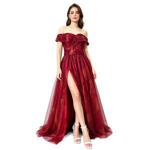 Abito da sera da <span class=keywords><strong>donna</strong></span> <span class=keywords><strong>con</strong></span> spalle scoperte, modello a tromba in tulle, <span class=keywords><strong>con</strong></span> <span class=keywords><strong>spacco</strong></span> laterale, <span class=keywords><strong>lungo</strong></span>, formale, stampa floreale, in poliestere, per feste - Product Image 6