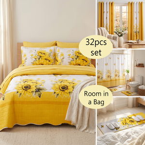 Ensemble de literie imprimée 32 pièces « Room in a Bag » pour toutes les saisons, avec accessoires de bain et rideaux, solution tout-en-un, disponible depuis notre entrepôt local aux États-Unis - Product Image 1