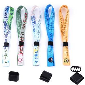 Factory Price Custom Polyester Festival Woven Wristband Bracelet Cloth Fabric Wrist Bands With Wristband Lock