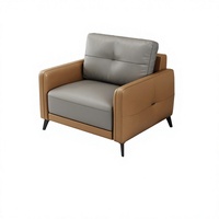 Moderner Leder-Bürosessel Einzelsitzer Lounge-Sessel Braun und Grau für Gewerbliche Büro-Empfangsbereiche