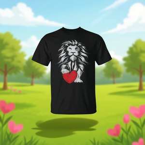 T-shirt pour enfants Lion Heart Saint-Valentin avec motif animal mignon pour garçons - Product Image 3