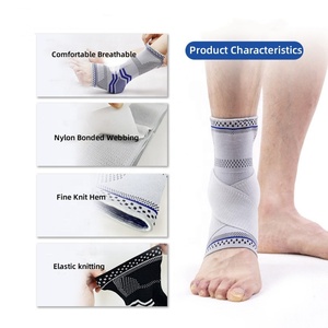 Venta al por mayor de nailon de punto antiesguinces protección de bobinado funcionamiento cálido equipo de protección ajustable soporte de tobillo <span class=keywords><strong>con</strong></span> correa - Product Image 2