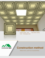 Plaques de plafond carrées en PVC 3D ignifuges, artistiques, étanches, isolantes thermiquement, design moderne, pour maison, centre commercial, hôtel, hôpital