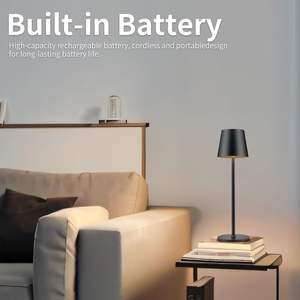 Wholesale Cordless Rechargeable Table Lamp Portable 1200-5000mAh <b>Battery</b> <b>Operated</b> 3Color Stepless Dimming up for Restaurant - Product Image 2
