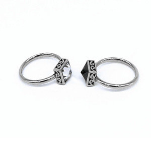 yunnique Geometric Pinky <b>Ring</b> <b>Titanium</b> Steel Bezel Setting Unisex Jewelry Gift - Product Image 3