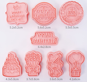 Sinh Nhật 8 Mảnh Set Nhựa Cookie Cắt Dập Nổi Khuôn Bánh Quy 3d Báo Chí Diy Fondant Công Cụ Làm Bánh Cookie Cookie - Product Image 4