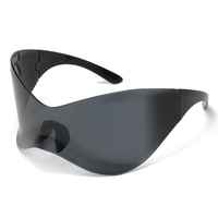 Lunettes de soleil Y2K argentées surdimensionnées style steampunk unisexe, hip-hop, streetwear, futuristes, mode, protection UV400