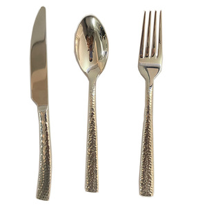 Hammered Texture Cutlery Set 304 Stainless Steel <b>Knife</b> Fork Spoon Durable Tableware For Picnic Adult Use - Product Image 5