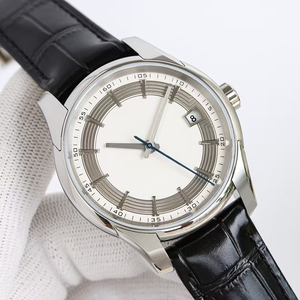 Reloj de Pulsera Elite Automático Mecánico con Fecha, Modelo Masterwork de Acero 316L, Correa de Cuero Negro y Esfera Gris Plateada de Paramount Precision - Product Image 3