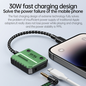 <span class=keywords><strong>Adaptateur</strong></span> audio Plextone 3,5 mm pour <span class=keywords><strong>iPhone</strong></span>, compatible jeux, musique, appels, contrôle du volume, PD 30W pour téléphone - Product Image 3