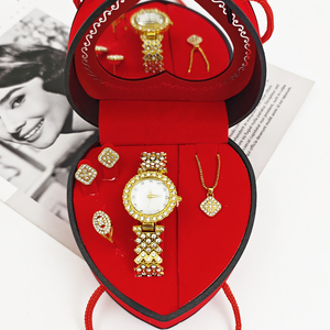 Reloj <span class=keywords><strong>de</strong></span> Pulsera Redondo <span class=keywords><strong>de</strong></span> Lujo para Mujer, Juego <span class=keywords><strong>de</strong></span> Joyería con Collar, Anillo y Aretes con Pedrería, <span class=keywords><strong>Regalo</strong></span> al por Mayor - Product Image 4