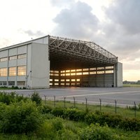 Hangar d'avion moderne à grande portée sans colonnes en structure acier anti-corrosion, protection incendie, revêtement de sol époxy haute résistance, garantie 20 ans