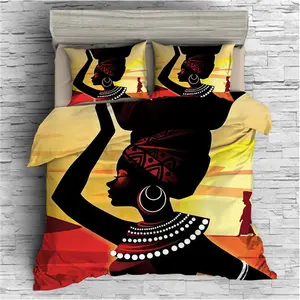 아프리카 여자 이불 커버 4 조각 럭셔리 킹 사이즈 민족 아프리카 장식 침대보 침구 세트