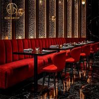 Ensemble de meubles commerciaux sur mesure Ron Group, table carrée en marbre, chaise de restaurant personnalisée, banquette incurvée en velours pour restaurant