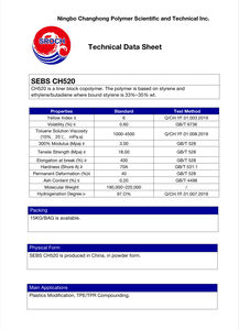 SEBS CH520 Gránulos de elastómero termoplástico Característica Polvo Material <span class=keywords><strong>TPE</strong></span> de alta calidad - Product Image 2